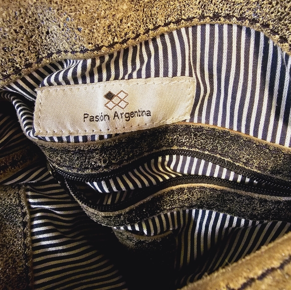 PASION ARGENTINA Dist. Olive Brn Tassel Satchel LG. Handbag - Picture 8 of 11